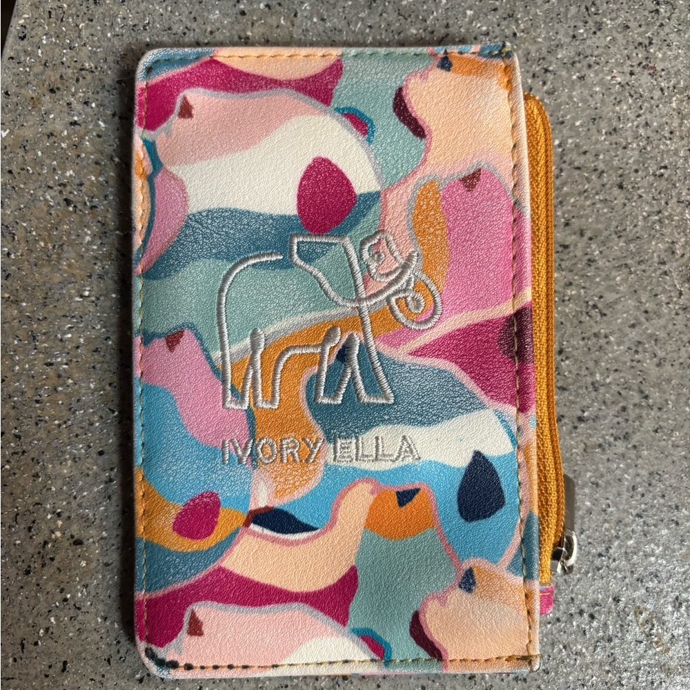 ivory ella Multicolor Abstract Elephant Zip Wallet - Pink Blue Yellow Orange
